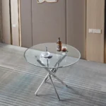 DT666 Round Tempered Glass Dining Table By Artisan Furniture - Image 3