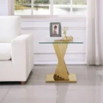 ET031 Glass Pedestal Table Top End Table by Artisan Furniture - Image 2
