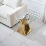 ET031 Glass Pedestal Table Top End Table by Artisan Furniture - Image 4
