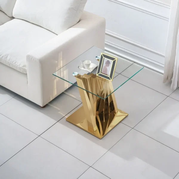 ET031 Glass Pedestal Table Top End Table by Artisan Furniture - Image 4