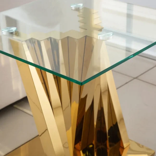 ET031 Glass Pedestal Table Top End Table by Artisan Furniture - Image 3