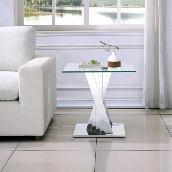 ET031 Glass Pedestal Table Top End Table by Artisan Furniture - Image 6