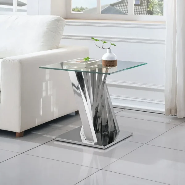 ET031 Glass Pedestal Table Top End Table by Artisan Furniture - Image 7