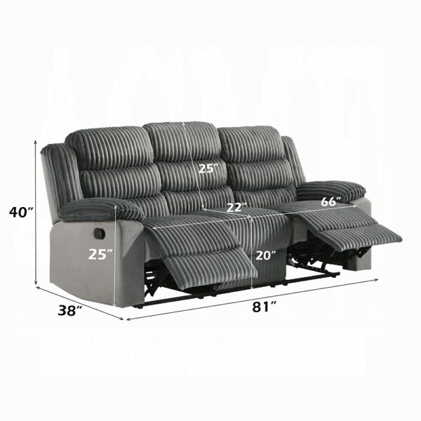 Lesley Motion Sofa in Gray Corduroy LV04620 By ACME 15
