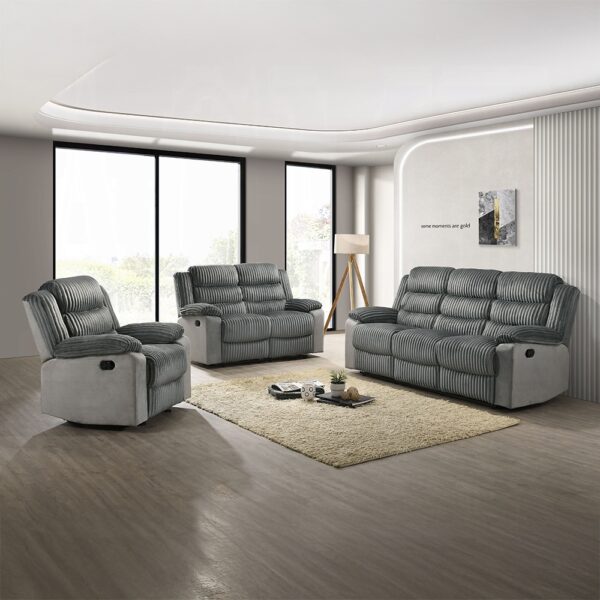 Lesley Motion Sofa in Gray Corduroy LV04620 By ACME 16