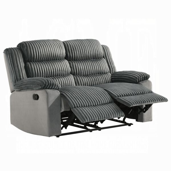 Lesley Motion Loveseat in Gray Corduroy & Velvet LV04621 By ACME 11