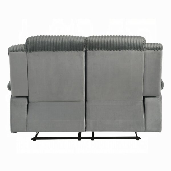 Lesley Motion Loveseat in Gray Corduroy & Velvet LV04621 By ACME 12