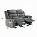 Lesley Motion Loveseat in Gray Corduroy & Velvet LV04621 By ACME 20