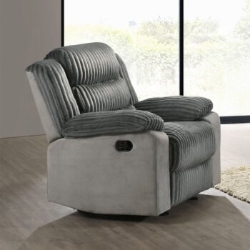 Lesley Motion Glider Recliner in Gray Corduroy & Velvet LV04622 By ACME