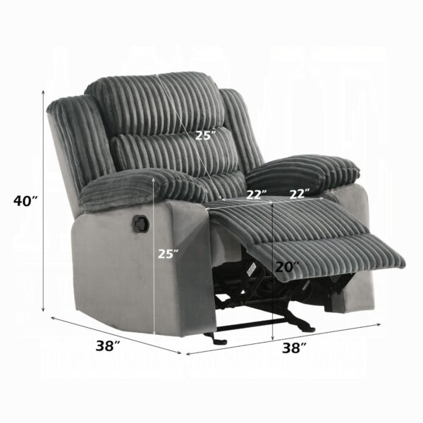Lesley Motion Glider Recliner in Gray Corduroy & Velvet LV04622 By ACME 13