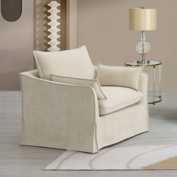 Shane Chair with 2 Pillows in Beige Linen LV02912 By ACME 9