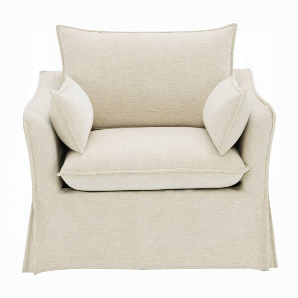 Shane Chair with 2 Pillows in Beige Linen LV02912 By ACME 10