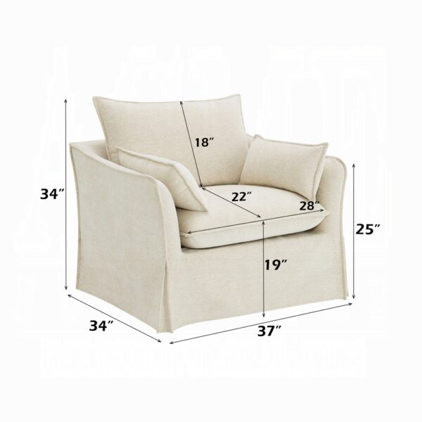 Shane Chair with 2 Pillows in Beige Linen LV02912 By ACME 13