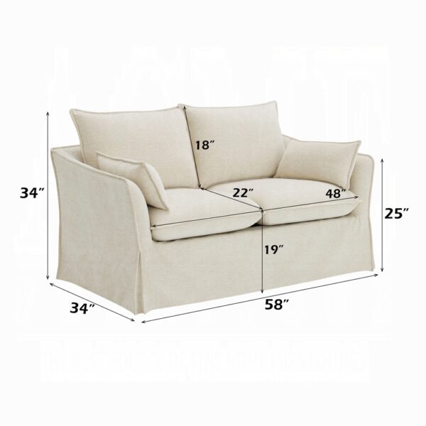 Shane Loveseat with 2 Pillows in Beige Linen LV02911 By ACME 12