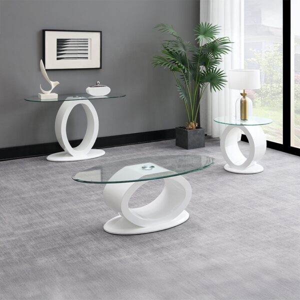 Larry Sofa Table in White High Gloss Finish LV03187 By ACME 8