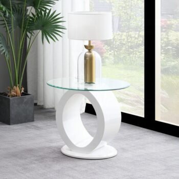 Larry End Table in White High Gloss Finish LV03186 By ACME