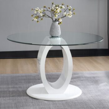 Larry Round Dining Table in White High Gloss Finish DN03175 By ACME