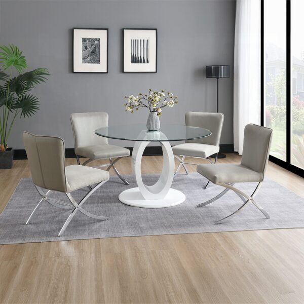 Larry Round Dining Table in White High Gloss Finish DN03175 By ACME 8