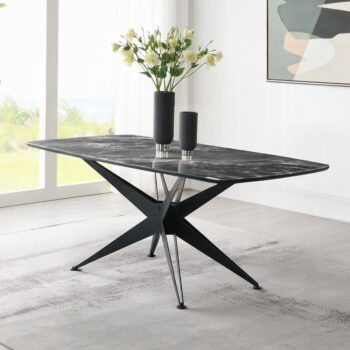 Klaus Black Dining Table with Crystal Tempered Glass Top DN03045 By ACME