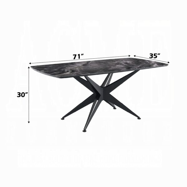Klaus Black Dining Table with Crystal Tempered Glass Top DN03045 By ACME 10