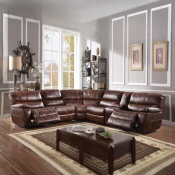 Brax Power Motion Sectional Sofa in Brown Leather LV52070 By ACME