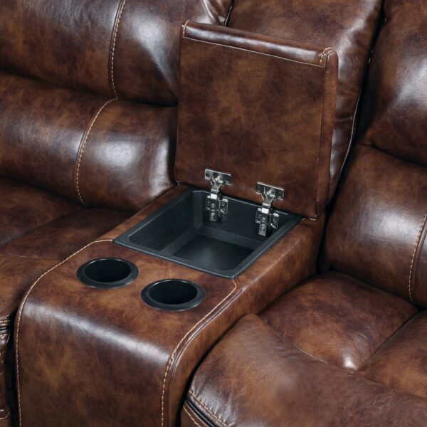 Brax Power Motion Sectional Sofa in Brown Leather LV52070 By ACME 12