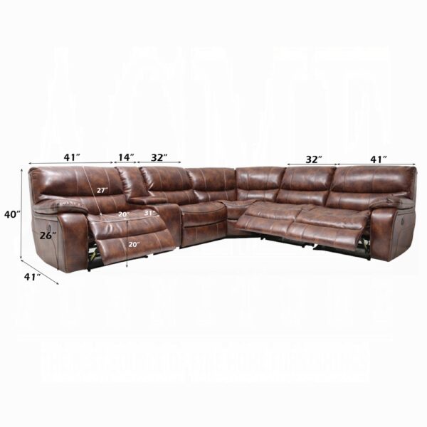 Brax Power Motion Sectional Sofa in Brown Leather LV52070 By ACME 14