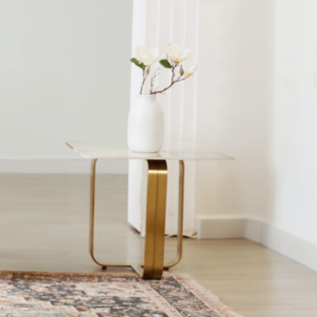 white And Gold End Table HD-3156 By Homey Design