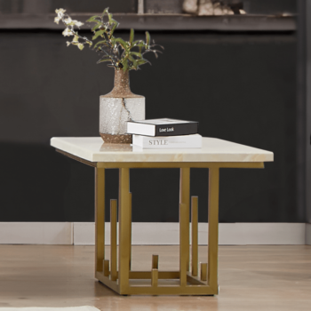 Homey Design HD-06 End Table in Luxury Gold Finish