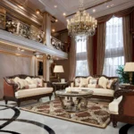 Brown Leather Victorian Sofa Set Homey Design HD-386