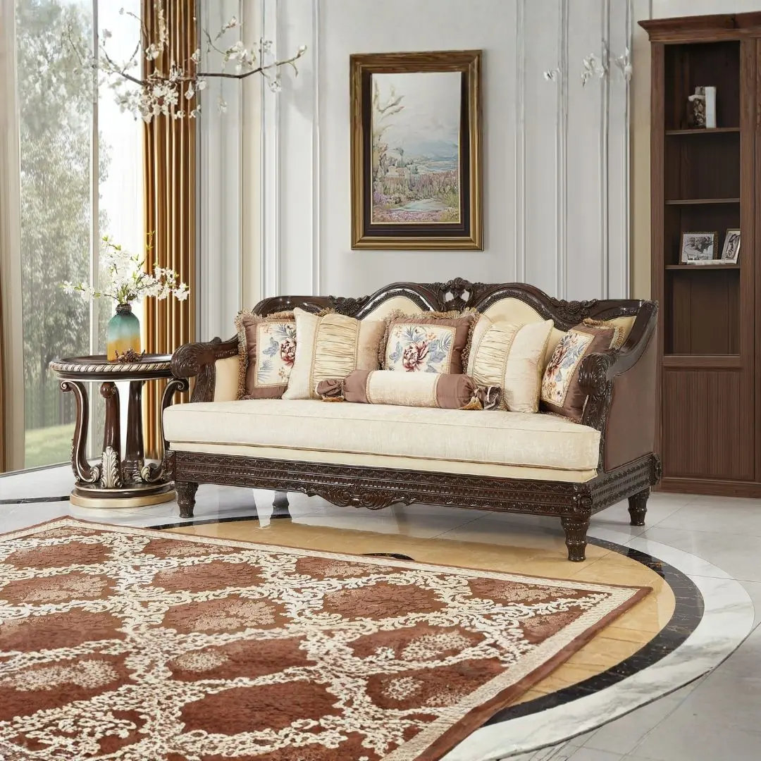 Brown Leather Sofa Homey Design Hd-386 | Mobilia Cleopatra 3 Brown Leather Sofa Homey Design HD-386 - Image 1