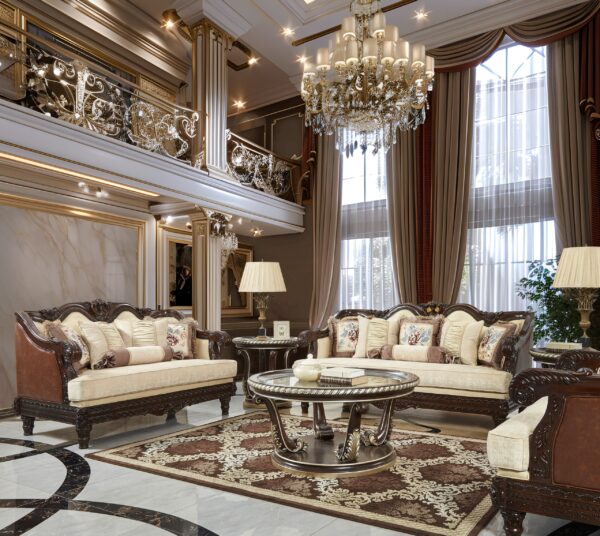 Brown Leather Sofa Set Homey Design HD-386 7