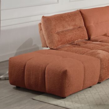 Loanna Ottoman in Coral Red Chenille LV04054 By ACME