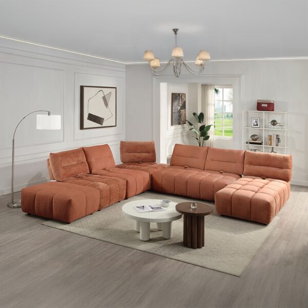 Loanna Moludar – Chaise in Coral Red Chenille LV04051 By ACME 12