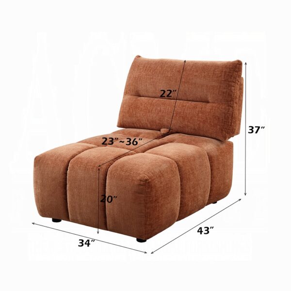 Loanna Moludar – Armless Chair in Coral Red Chenille LV04050 By ACME 10