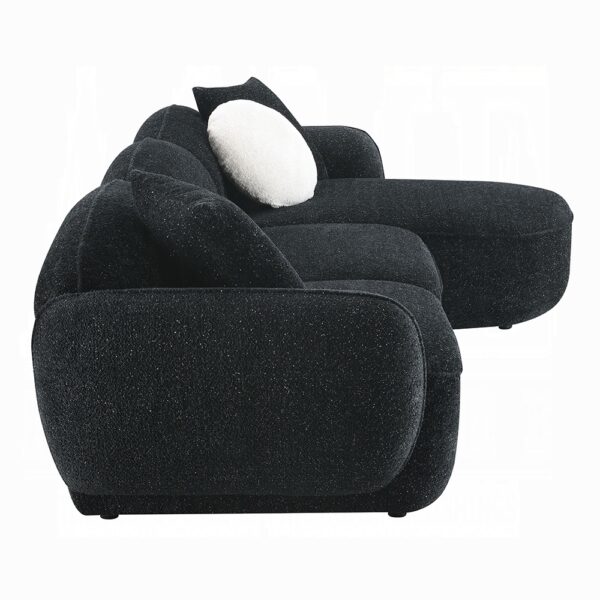 Lucifer Sectional Sofa with 3 Pillows in Black Shimmer Chenille LV03525 By ACME 10