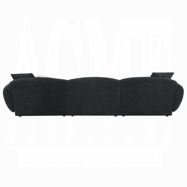 Lucifer Sectional Sofa with 3 Pillows in Black Shimmer Chenille LV03525 By ACME 11