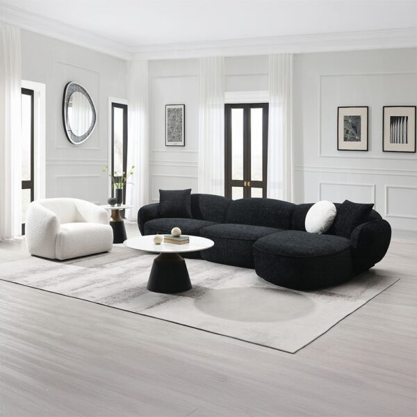 Lucifer Sectional Sofa with 3 Pillows in Black Shimmer Chenille LV03525 By ACME 14