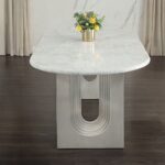Zayn Dining Table with White Natural Marble Top DN04205 By ACME 13