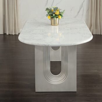 Zayn Dining Table with White Natural Marble Top DN04205 By ACME