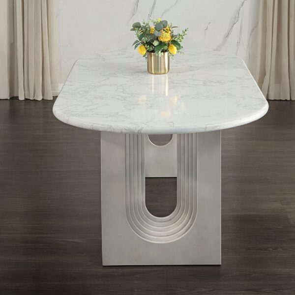 Zayn Dining Table with White Natural Marble Top DN04205 By ACME 8