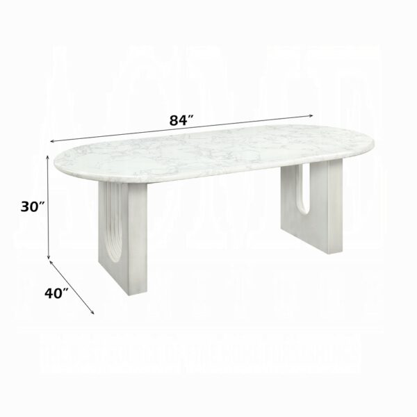 Zayn Dining Table with White Natural Marble Top DN04205 By ACME 11