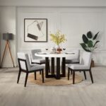 Edwyn Round Dining Table with White Natural Marble Top DN05205 By ACME Luxury Dining Tables Mobilia Cleopatra 14 Edwyn Round Dining Table with White Natural Marble Top DN05205 By ACME 14