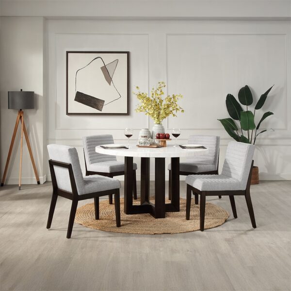 Edwyn Round Dining Table with White Natural Marble Top DN05205 By ACME 10