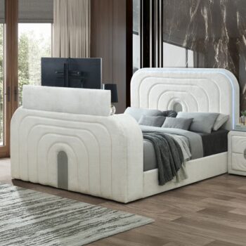Shelyn Bed with LED, TV Cabinet, Fireplace & Bluetooth By ACME