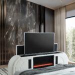 Shelyn Bed with LED, TV Cabinet, Fireplace & Bluetooth By ACME 13