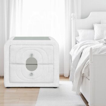 Shelyn Nightstand in White Teddy Sherpa BD04753 By ACME