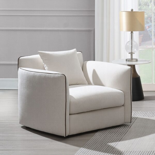 Yolanda Chair with Pillow in Beige Chenille LV03607 By ACME 9