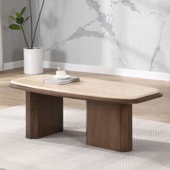 Kasha Coffee Table with Travertine Top LV03325 By ACME