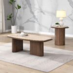 Kasha End Table with Travertine Top LV03326 By ACME 14